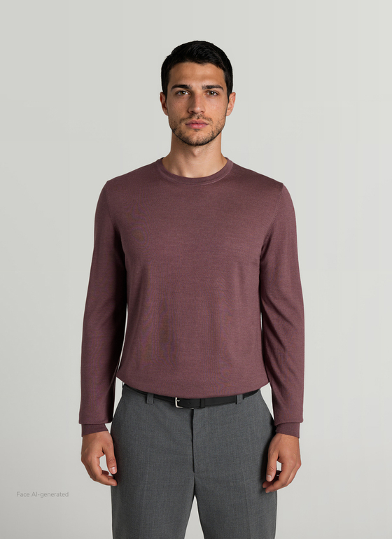Pullover Rundhals 1/1 Arm Mellow Cherry Frontansicht
