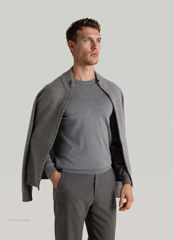 Pullover Rundhals 1/1 Arm Shark Skin Frontansicht