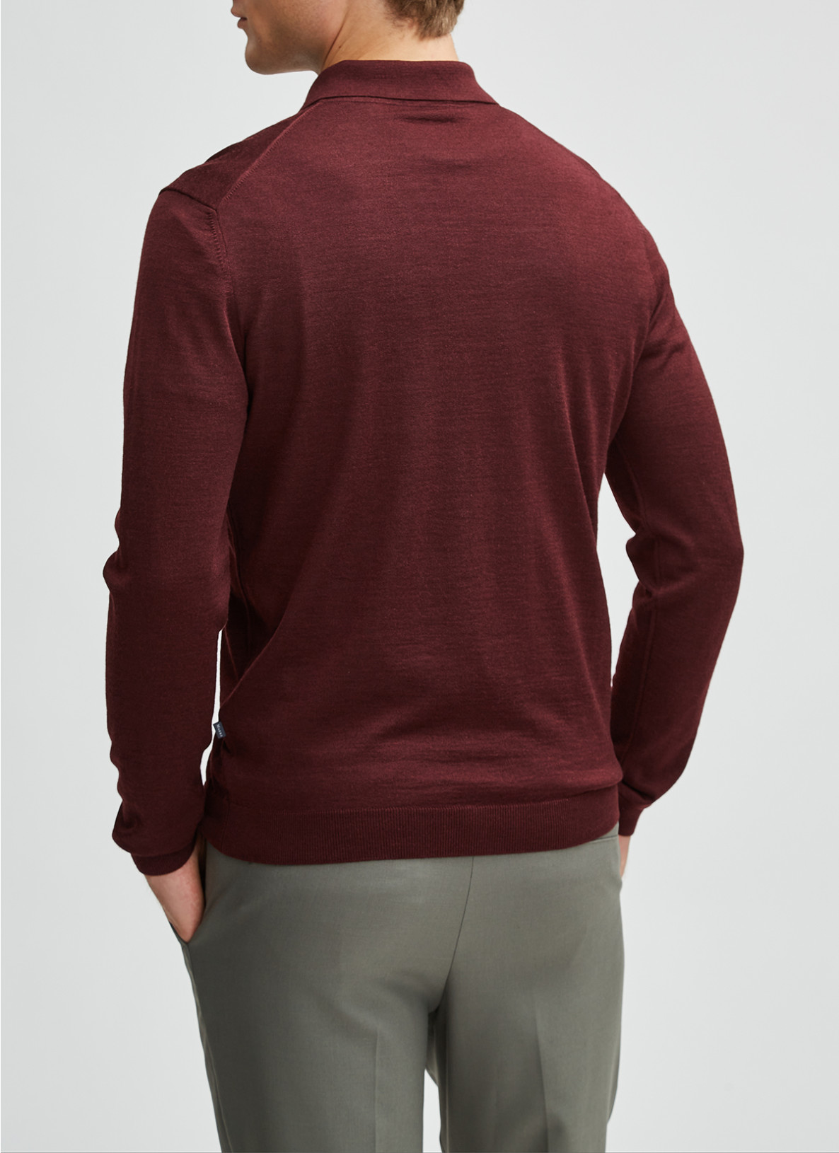 Pullover Polokragen, Knopf 1/1 Arm, Dark Berry Rückansicht