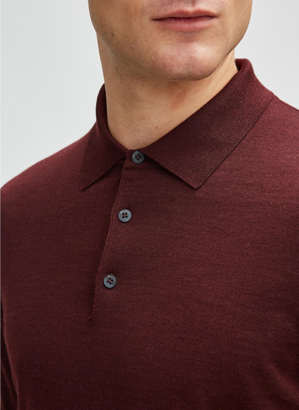 Pullover Polokragen, Knopf 1/1 Arm, Dark Berry Detailansicht 1