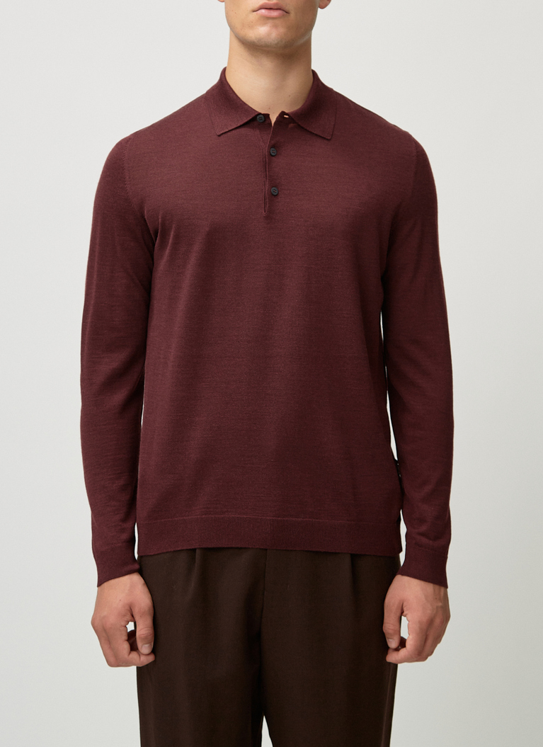Pullover Polokragen, Knopf 1/1 Arm, Dark Berry Detailansicht 1