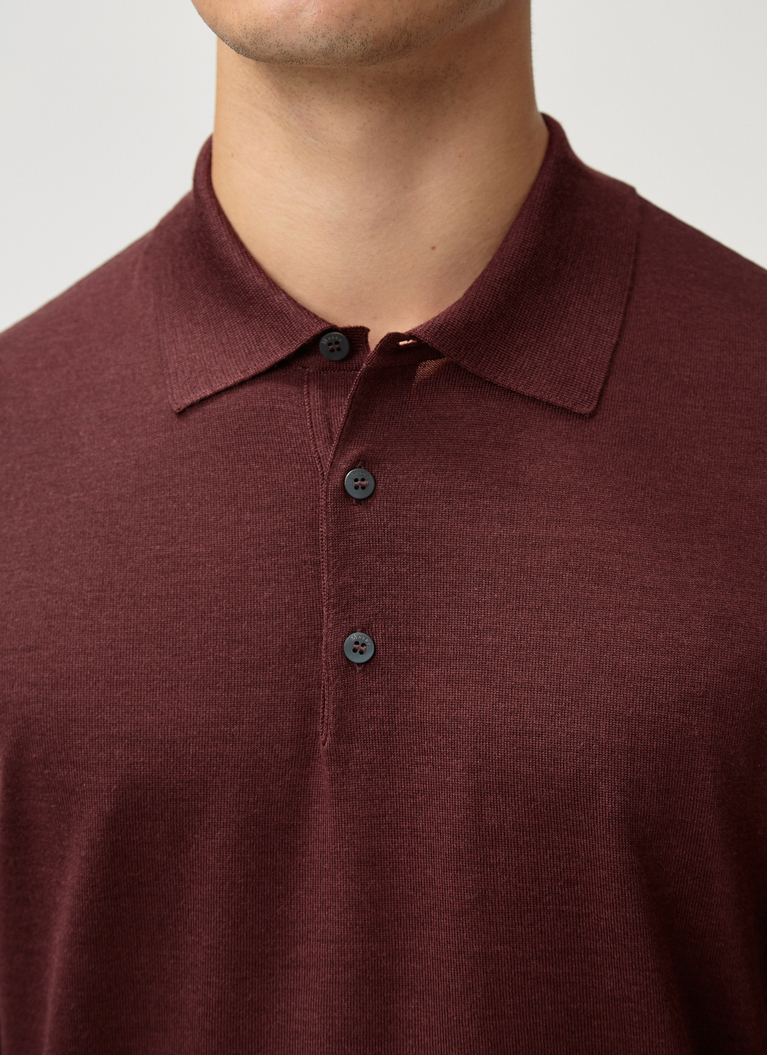Pullover Polokragen, Knopf 1/1 Arm, Dark Berry Detailansicht 2