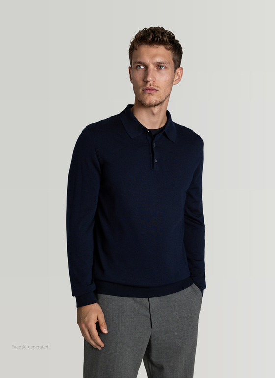Pullover Polokragen Midnight Blue Frontansicht