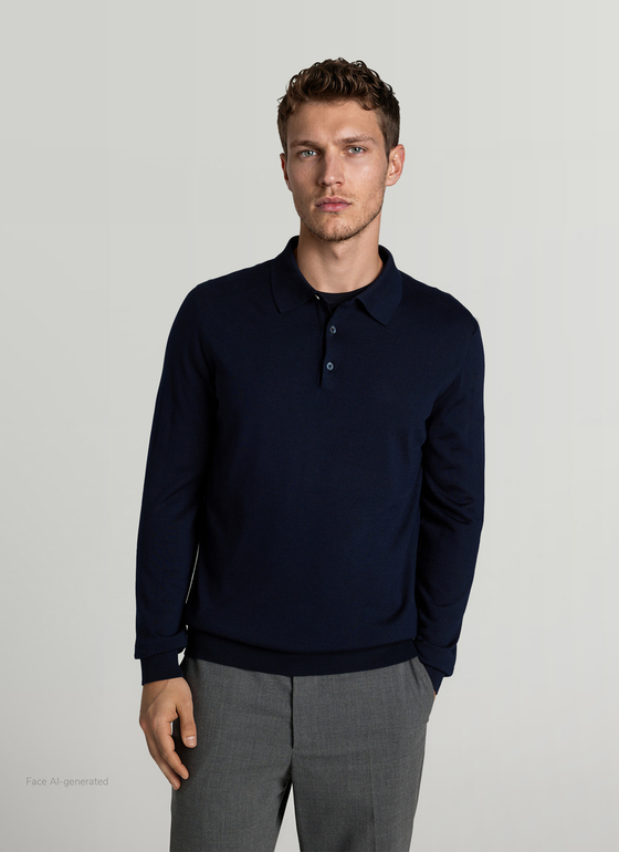 Pullover Polokragen Midnight Blue Frontansicht