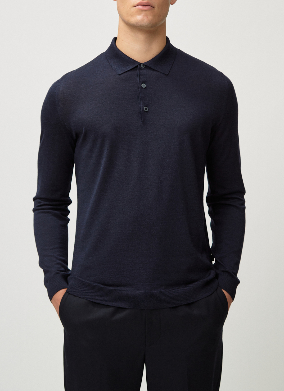 Pullover Polokragen, Navy Frontansicht