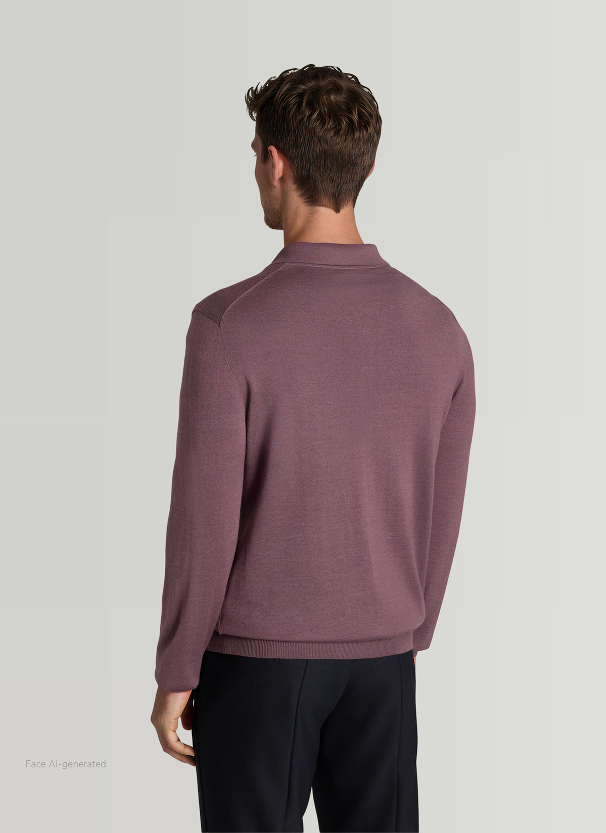 Pullover Polokragen, Mellow Cherry Rückansicht