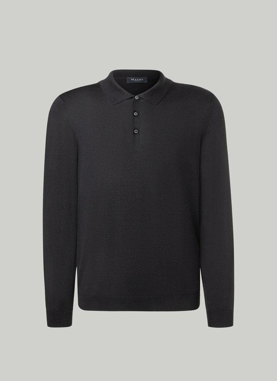 Pullover Polokragen Black Frontansicht