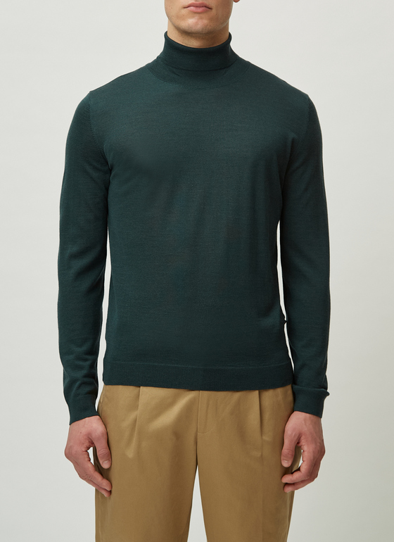 Pullover Rollkragen 1/1 Arm Bottle Green Frontansicht