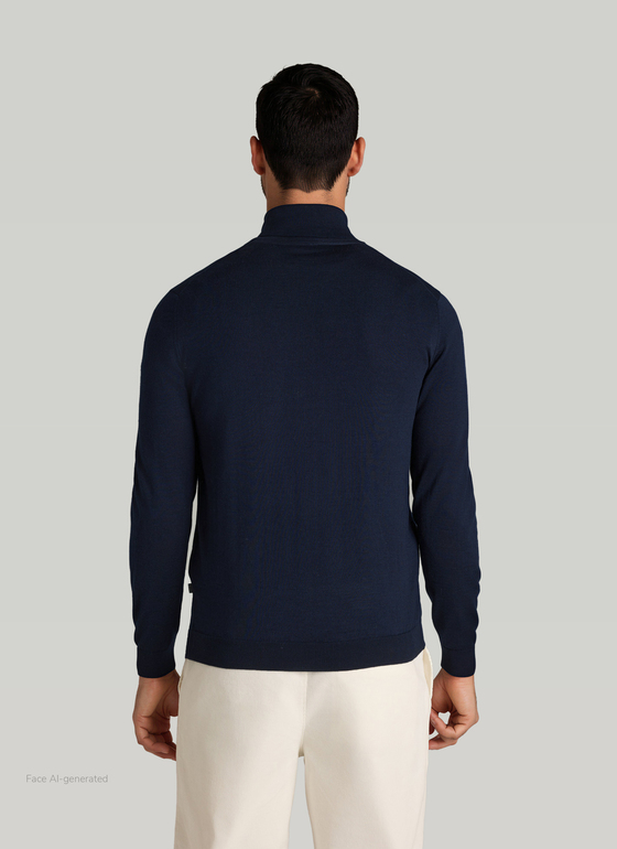 Pullover Rollkragen 1/1 Arm Midnight Blue Frontansicht