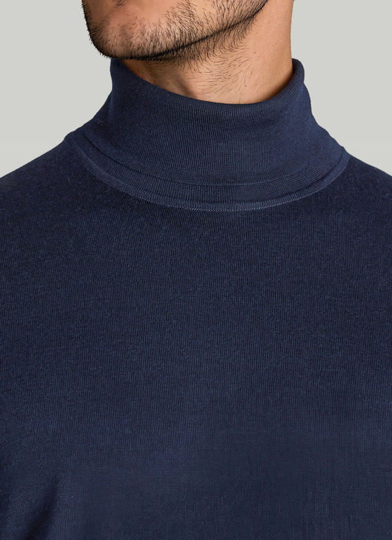 Pullover Rollkragen 1/1 Arm Midnight Blue Frontansicht