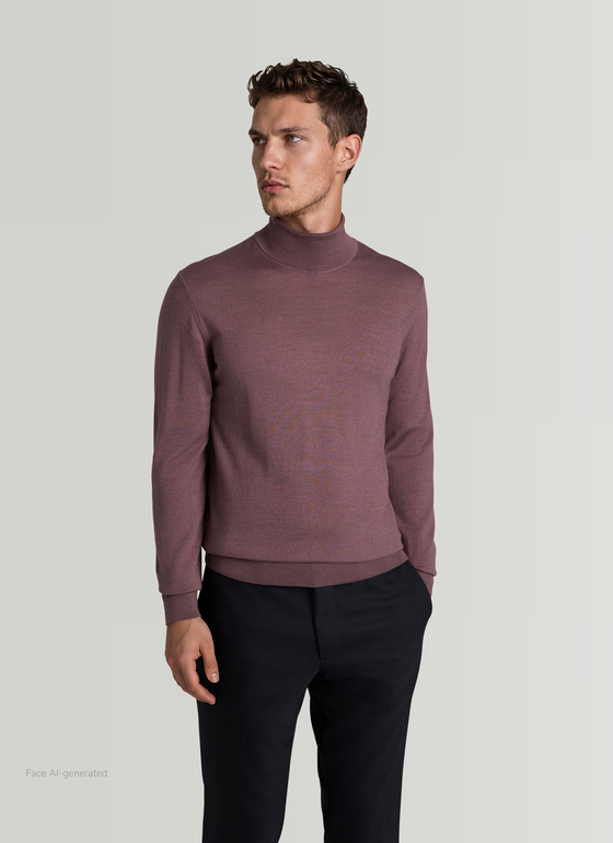 Pullover Rollkragen 1/1 Arm Mellow Cherry Frontansicht