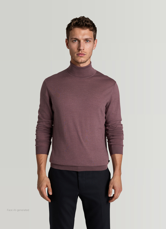 Pullover Rollkragen 1/1 Arm Mellow Cherry Frontansicht