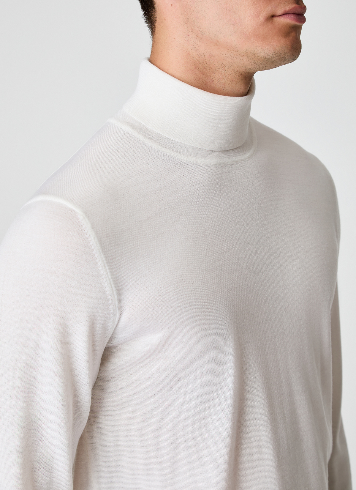 Pullover Rollkragen 1/1 Arm, Off White Detailansicht 2