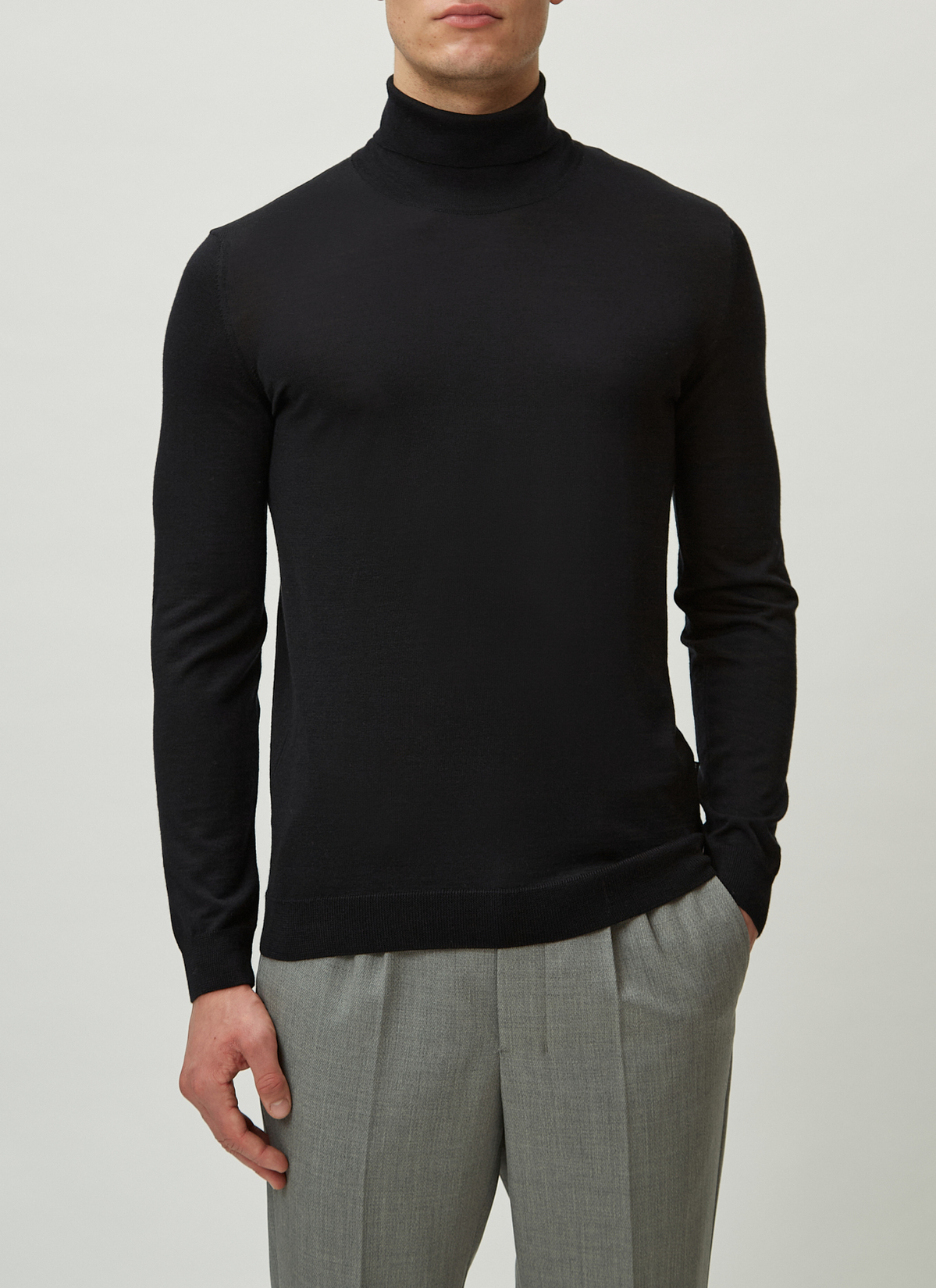 Pullover Rollkragen 1/1 Arm, Black Frontansicht