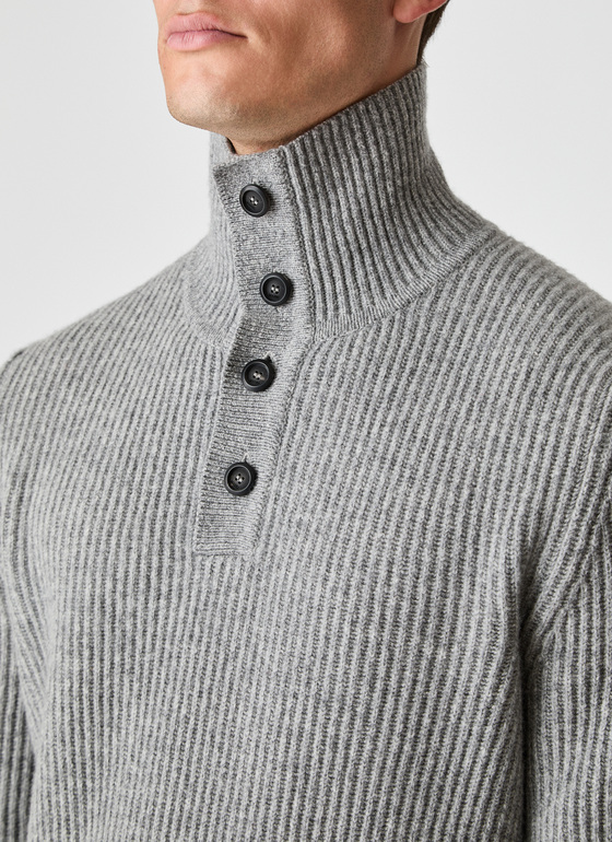 Pullover Troyer 1/1 Arm Mercury Grey Frontansicht