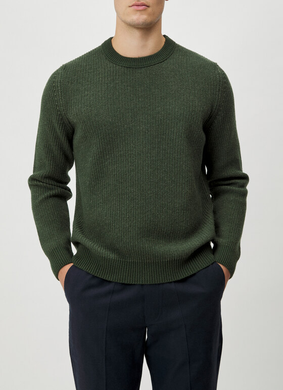 Pullover Rundhals 1/1 Arm Dark Green Frontansicht