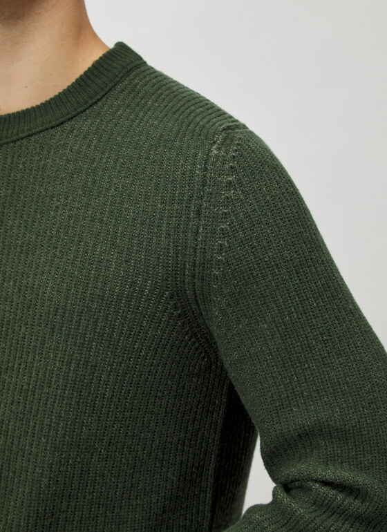 Pullover Rundhals 1/1 Arm Dark Green Frontansicht