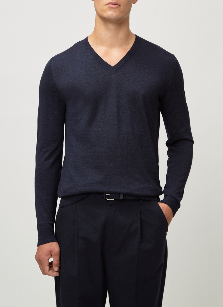 Pullover V-Ausschnitt 1/1 Arm, Navy Frontansicht