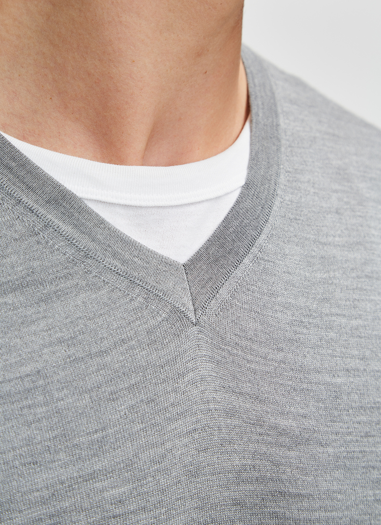 Pullover V-Ausschnitt 1/1 Arm, Mercury Grey Detailansicht 2
