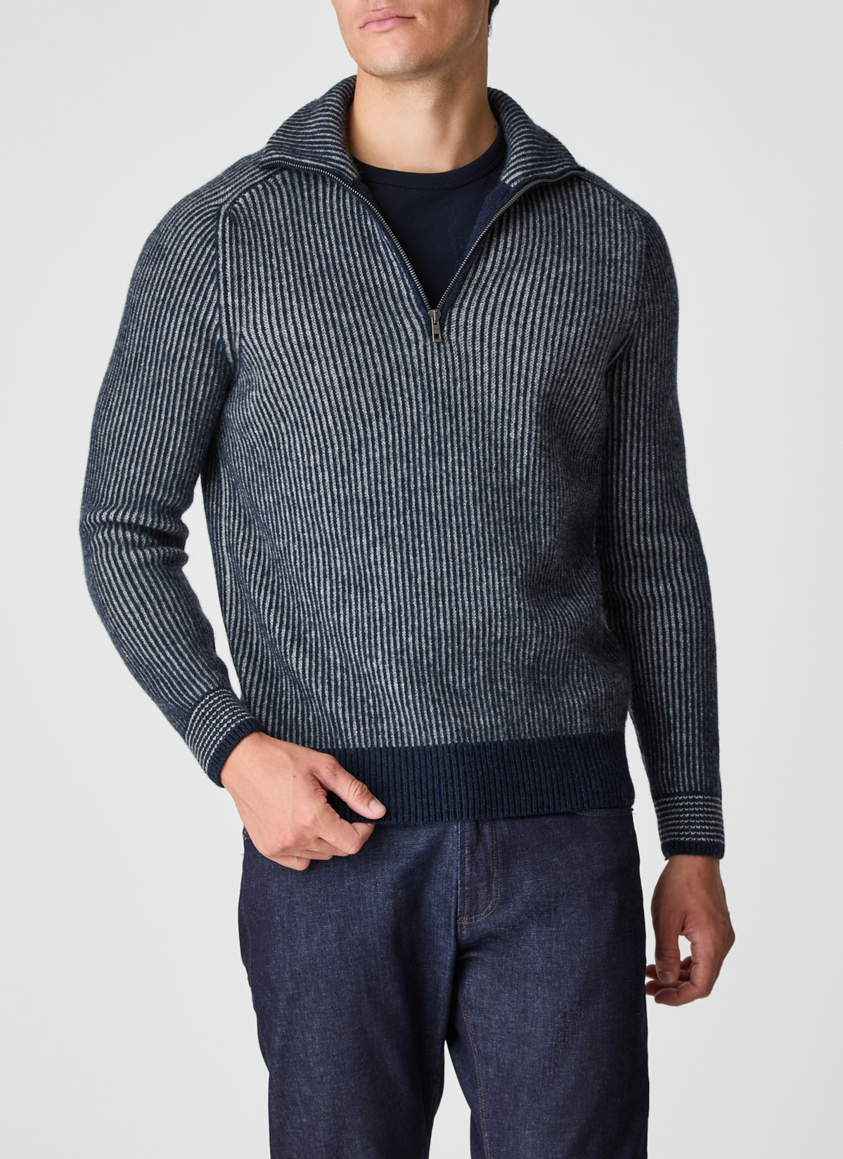 Pullover Troyer 1/1 Arm, Deep Sea Frontansicht