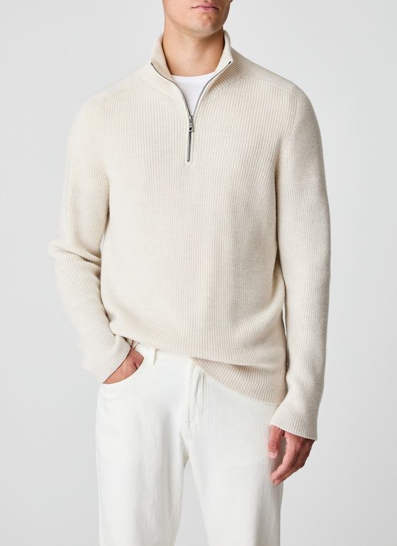 Pullover Troyer 1/1 Arm Off White Frontansicht