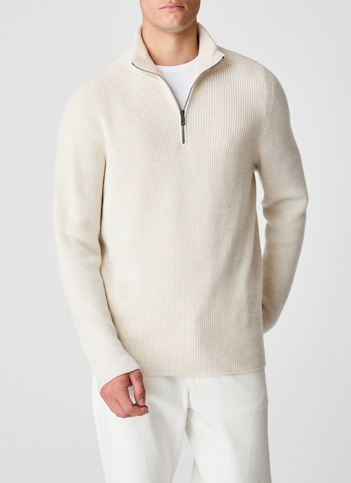 Pullover Troyer 1/1 Arm, Off White Detailansicht 1