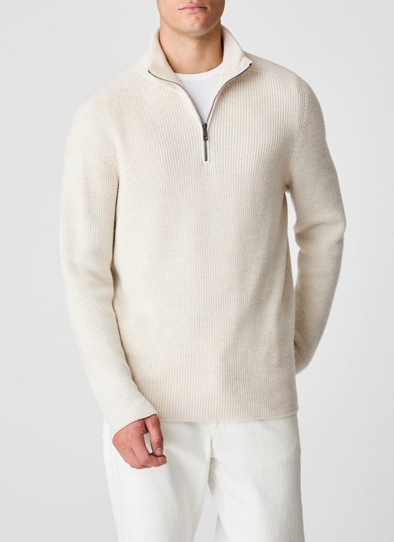 Pullover Troyer 1/1 Arm Off White Frontansicht
