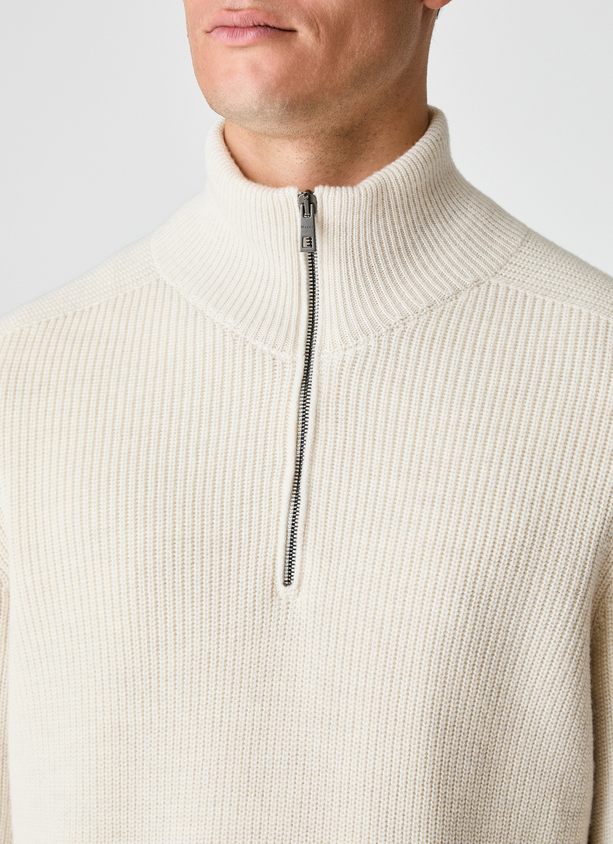 Pullover Troyer 1/1 Arm, Off White Detailansicht 2