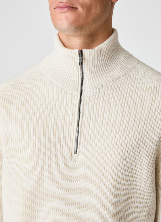 Pullover Troyer 1/1 Arm Off White Frontansicht