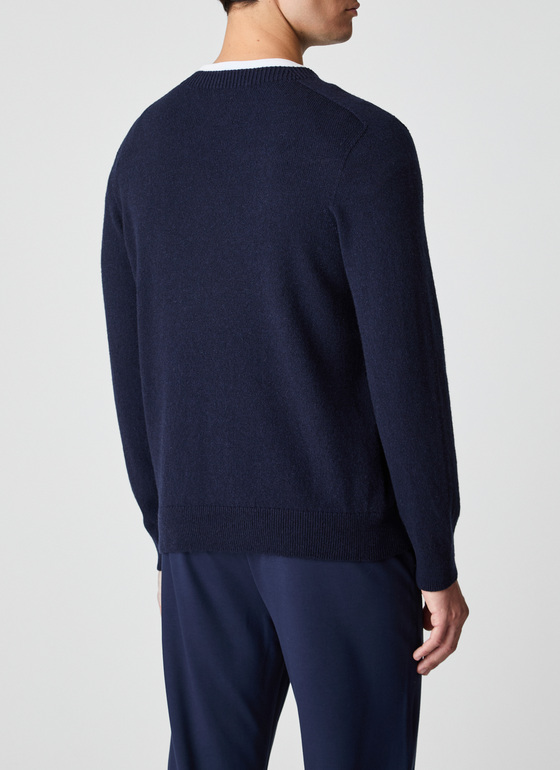 Pullover Rundhals 1/1 Arm Navy Frontansicht