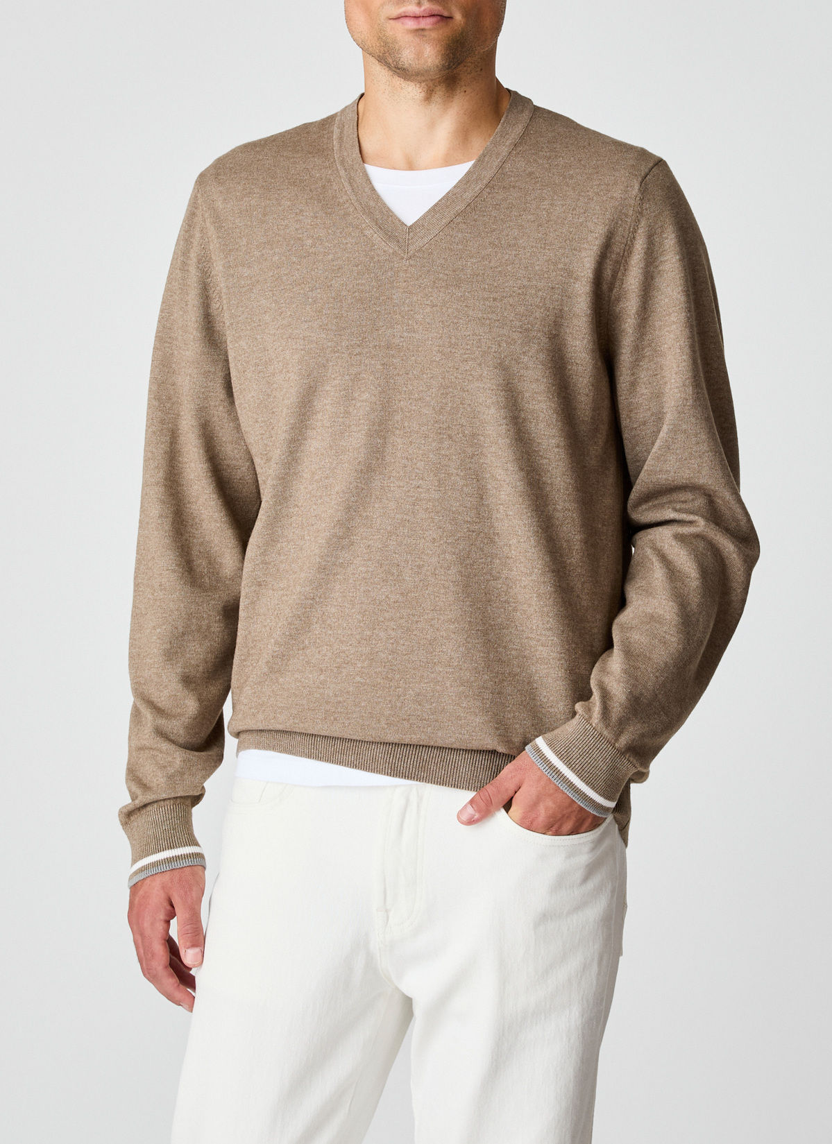 Pullover V-Ausschnitt 1/1 Arm, Twig Detailansicht 1