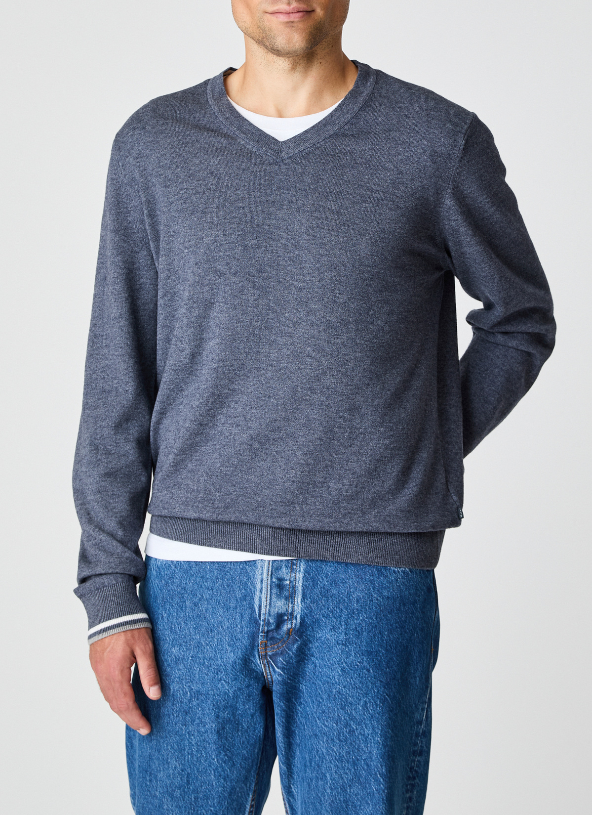 Pullover V-Ausschnitt 1/1 Arm, Ink Blue Detailansicht 1