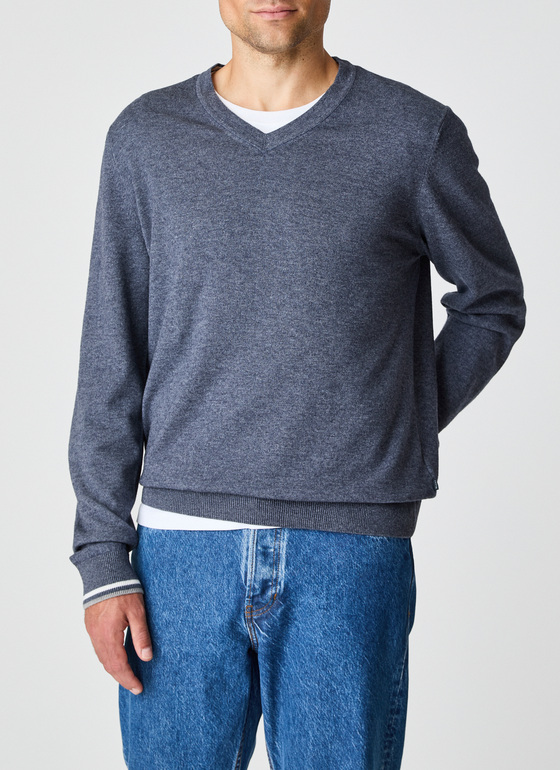 Pullover V-Ausschnitt 1/1 Arm Ink Blue Frontansicht