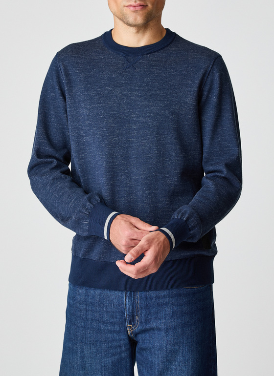 Pullover Rundhals 1/1 Arm New Indigo Frontansicht
