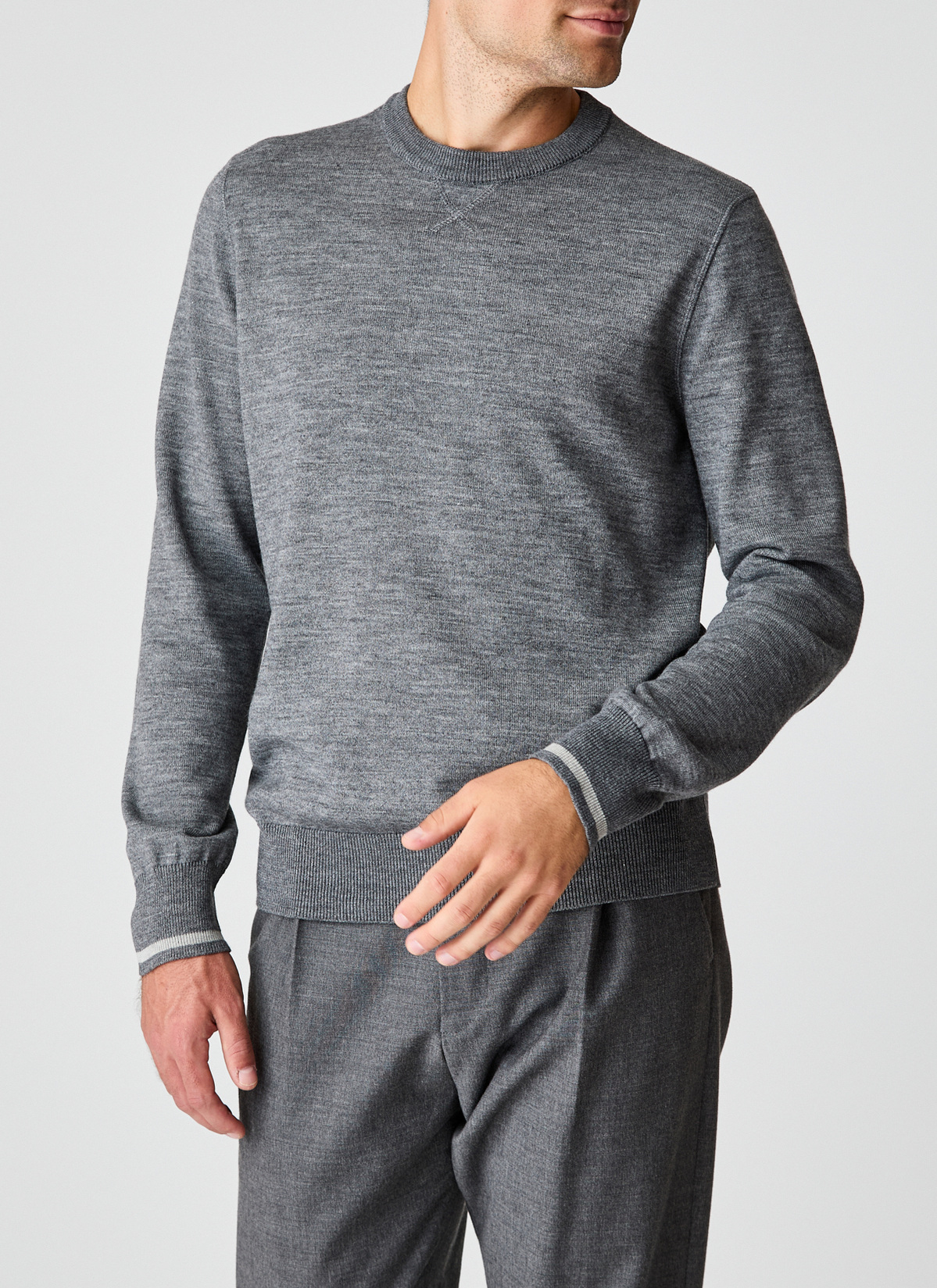 Pullover Rundhals 1/1 Arm, Smoky Grey Detailansicht 1