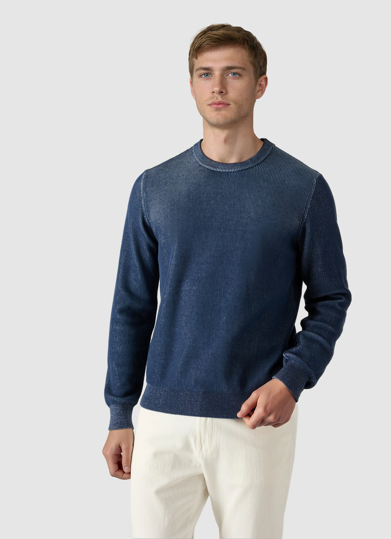 RundhalspulloverDawn Blue Frontansicht