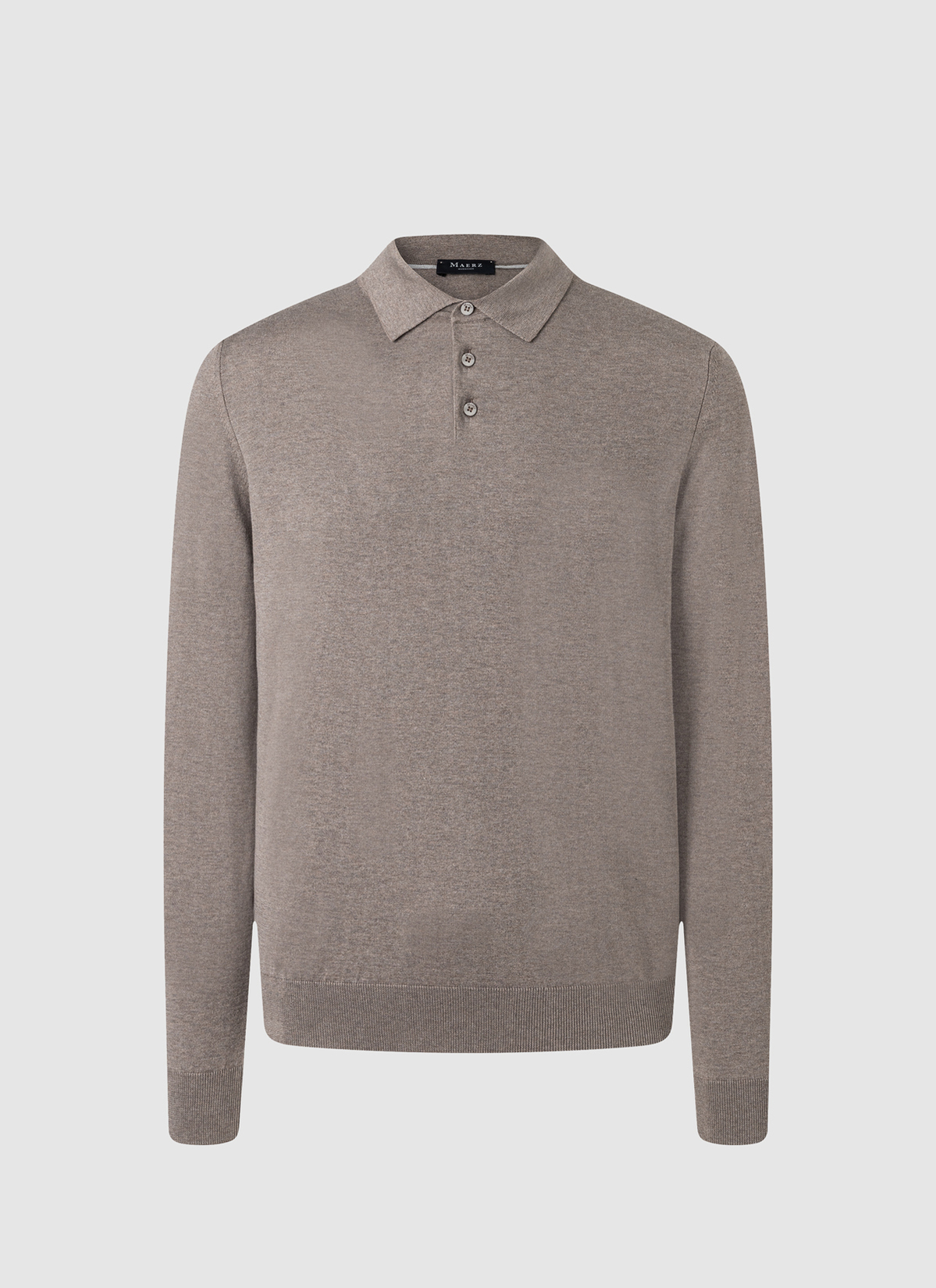 Pullover Polokragen Knopf 1/1 Arm, Pale Brown 