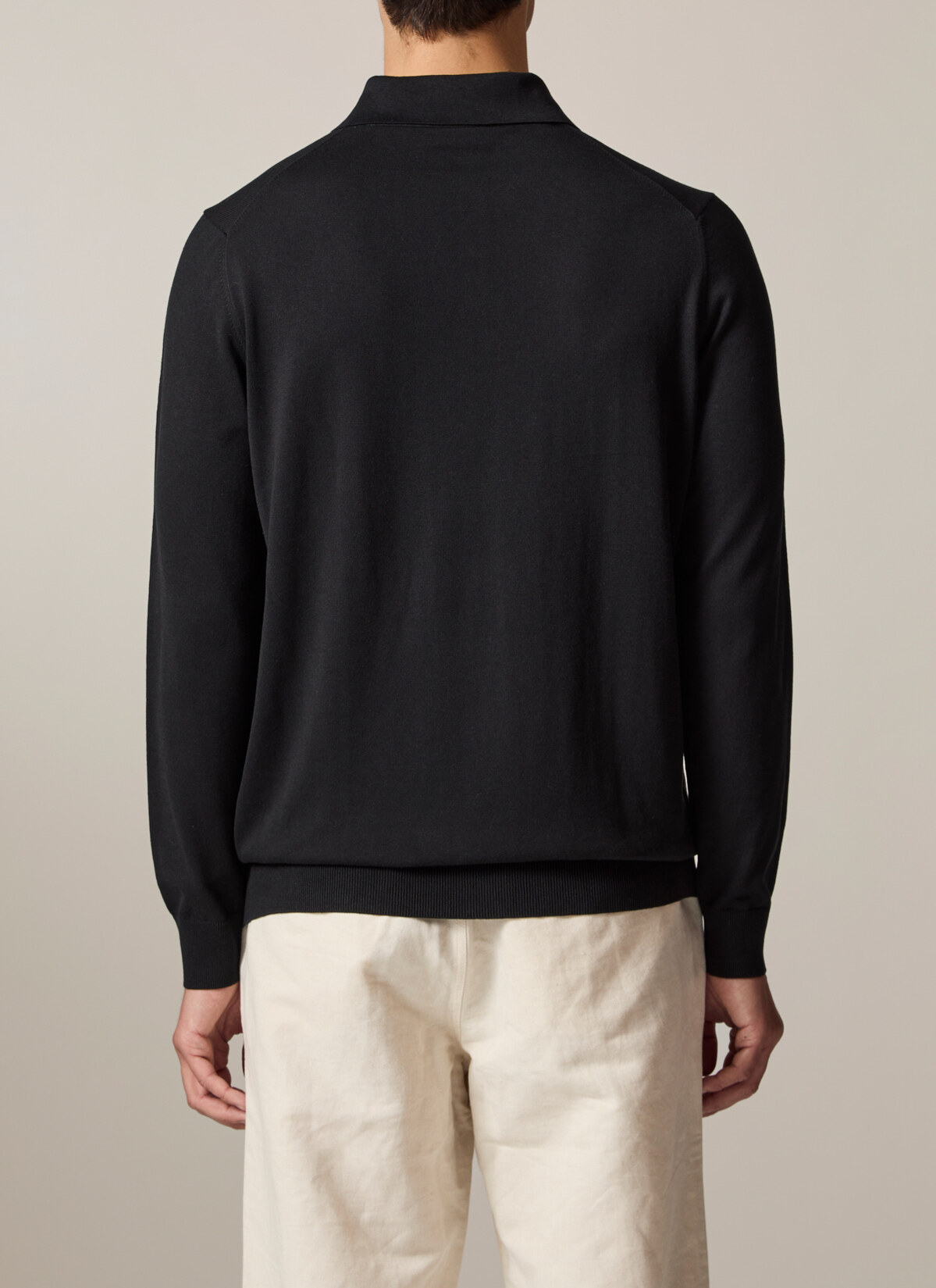 Pullover Polokragen Knopf 1/1 Arm, Black Rückansicht