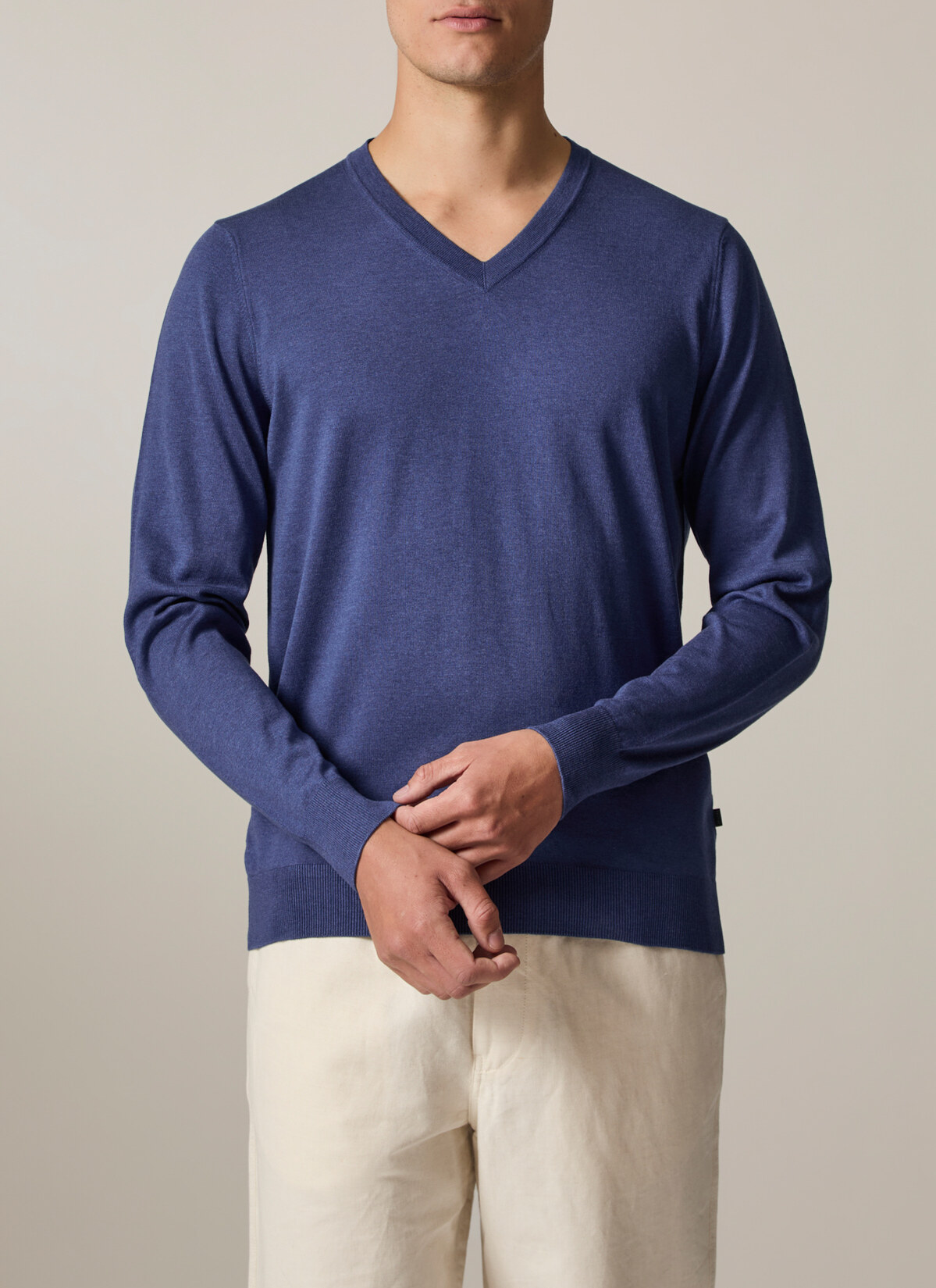 Pullover V-Ausschnitt 1/1 Arm, Deep Sea Frontansicht