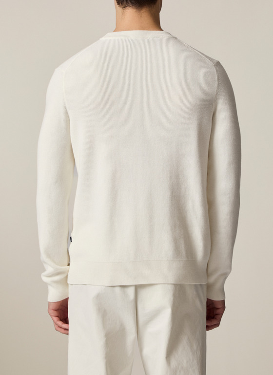 Pullover Rundhals 1/1 Arm Off White Frontansicht