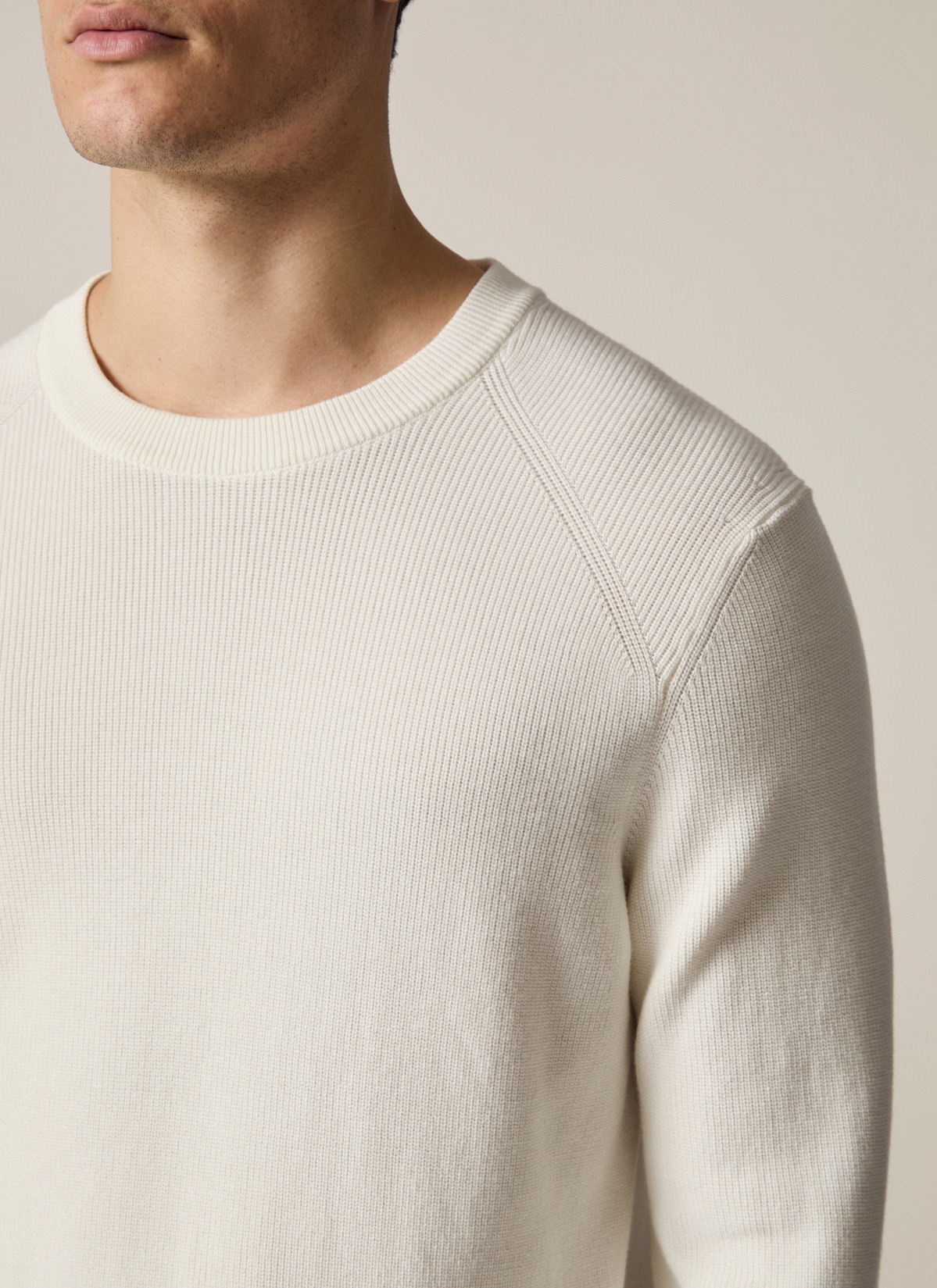 Pullover Rundhals 1/1 Arm, Off White Detailansicht 1