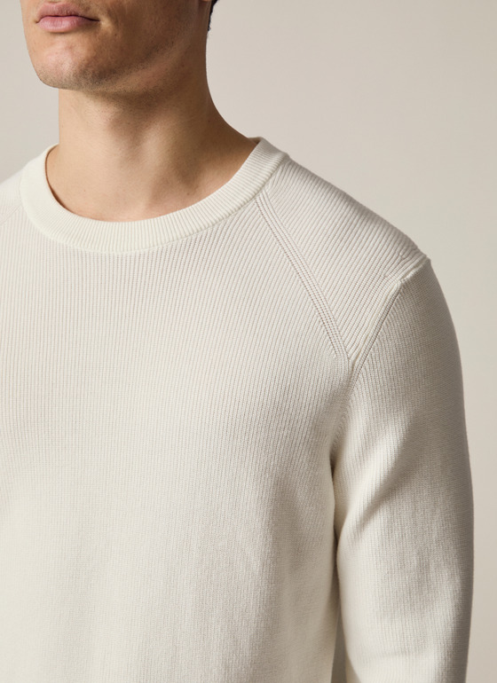 Pullover Rundhals 1/1 Arm Off White Frontansicht