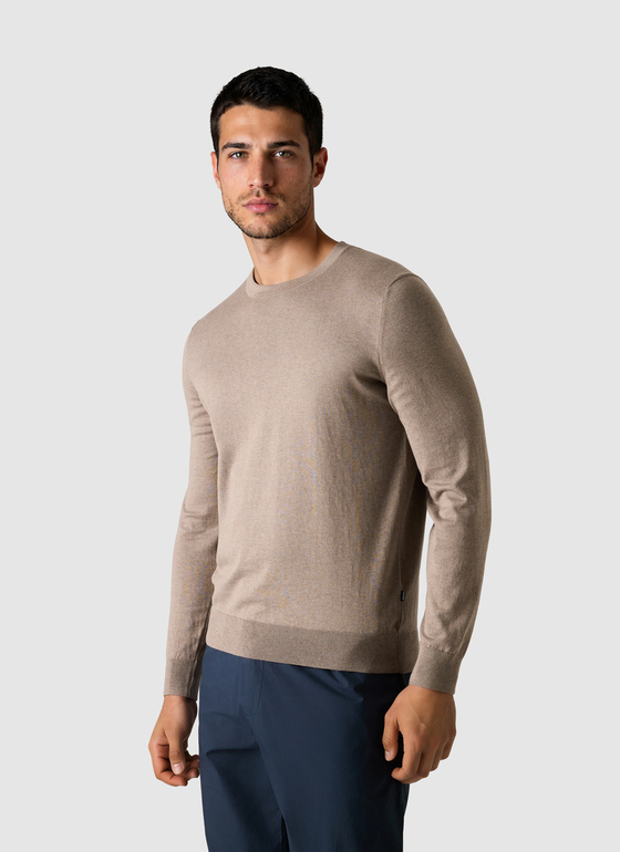Pullover Rundhals 1/1 Arm Pale Brown Frontansicht