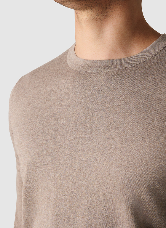 Pullover Rundhals 1/1 Arm Pale Brown Frontansicht