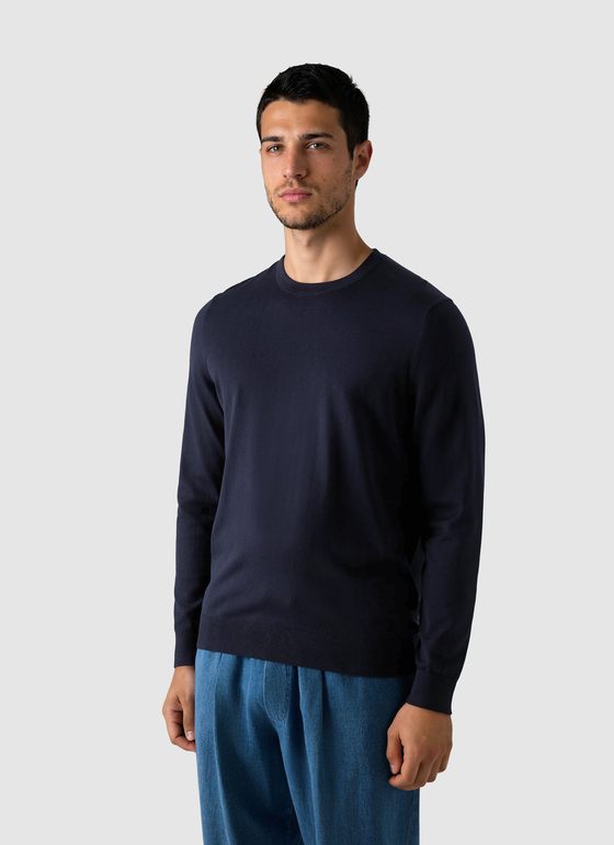 Pullover Rundhals 1/1 Arm Navy Frontansicht