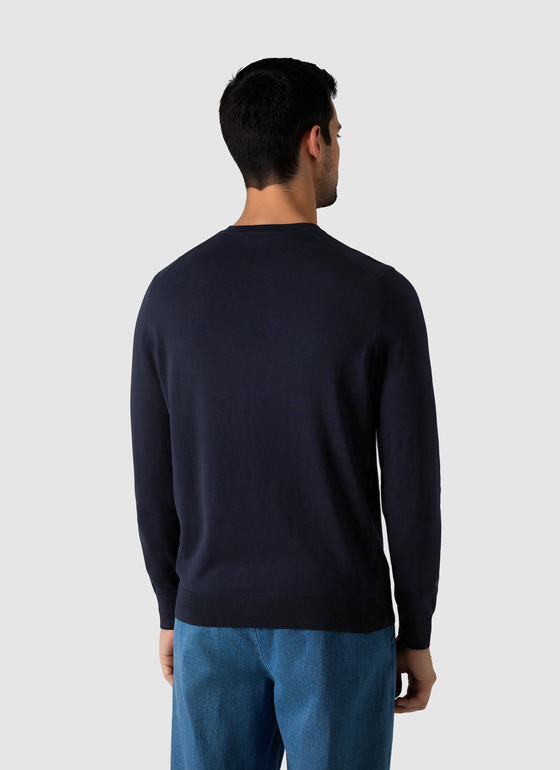 Pullover Rundhals 1/1 Arm Navy Frontansicht
