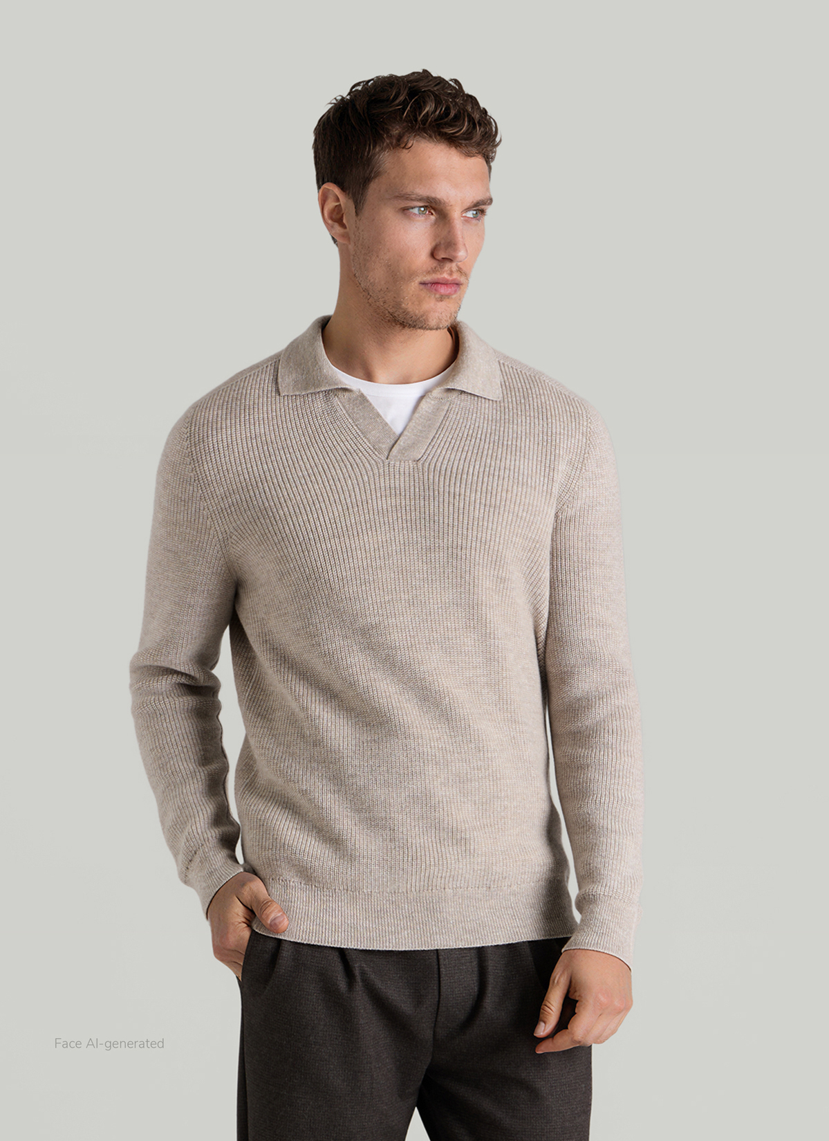 Pullover V-Ausschnitt 1/1 Arm, Mascarpone Cream Detailansicht 2