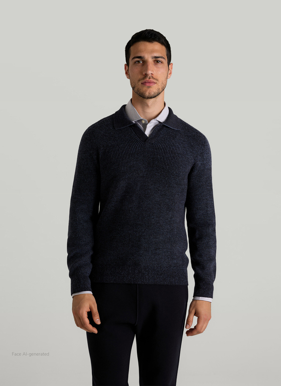 Pullover V-Ausschnitt 1/1 Arm Navy Frontansicht