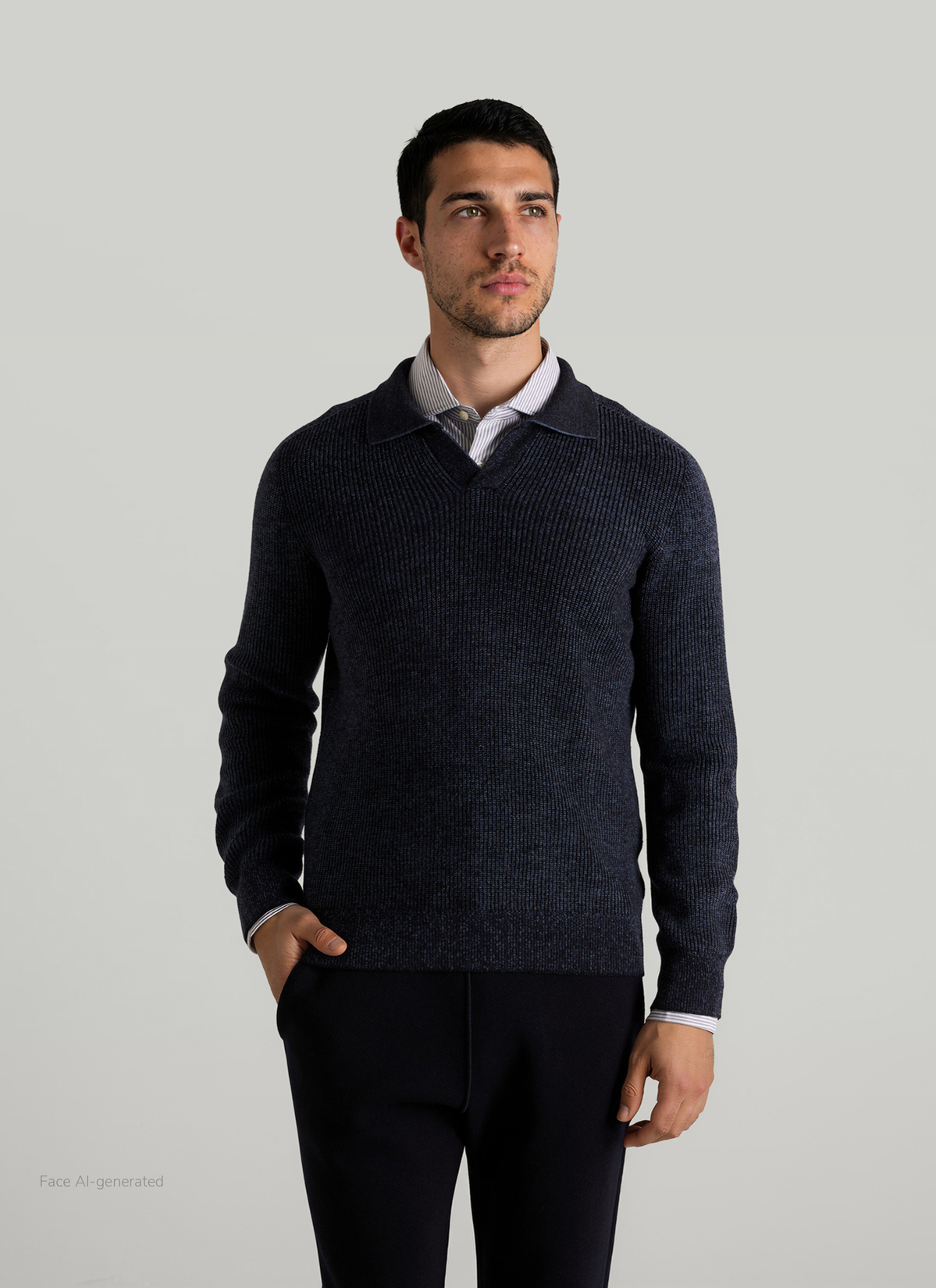 Pullover V-Ausschnitt 1/1 Arm, Navy Detailansicht 2