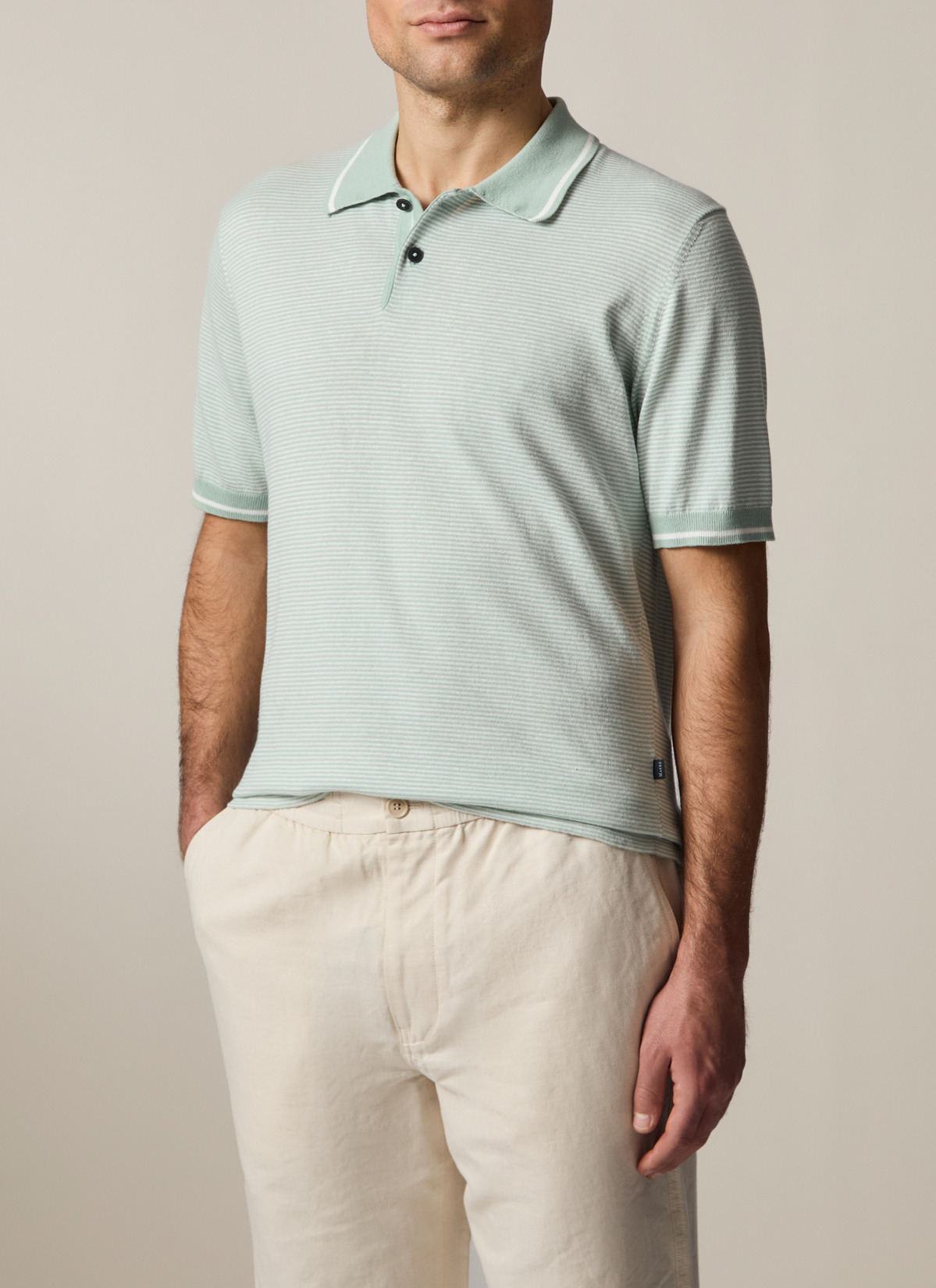 Pullover Polo 1/2 Arm, Iced Mint Frontansicht